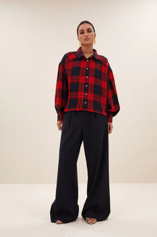 By-Bar / Damen-Bluse / sarah short red check blouse