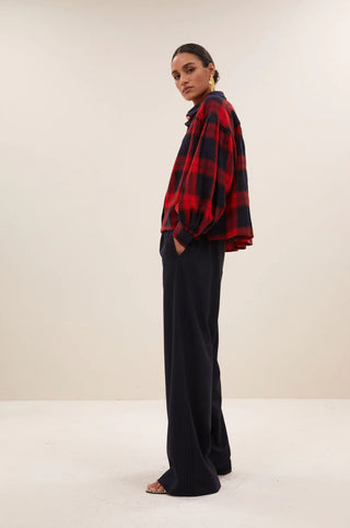 By-Bar / Damen-Bluse / sarah short red check blouse