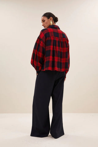 By-Bar / Damen-Bluse / sarah short red check blouse