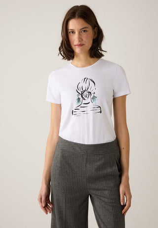 More & More / Damen-Shirt / Shirt with Print Girl with Earri