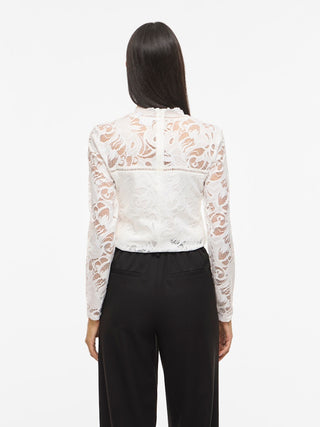 VILA GmbH / Damen-Bluse / VISTASIA LACE L/S TOP - NOOS