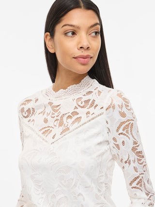 VILA GmbH / Damen-Bluse / VISTASIA LACE L/S TOP - NOOS