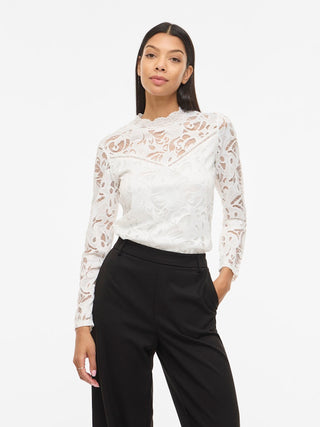 VILA GmbH / Damen-Bluse / VISTASIA LACE L/S TOP - NOOS