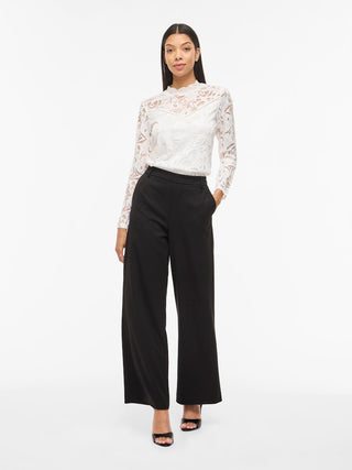 VILA GmbH / Damen-Bluse / VISTASIA LACE L/S TOP - NOOS