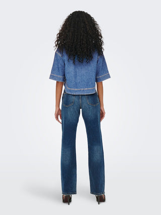 Only / Damen-Bluse / ONLCLEO LIFE SS CROP DNM SHIRT PIM