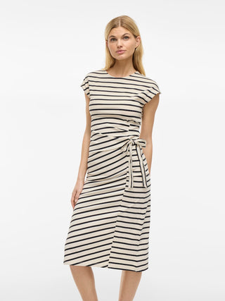 VILA GmbH / Damen-Kleid / VIPOMPIA O-NECK CAP SLEEVE MIDI DRE