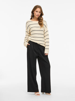 VILA GmbH / Damen-Bluse / VIMARIAN O-NECK POINTELLE STRIPE KN