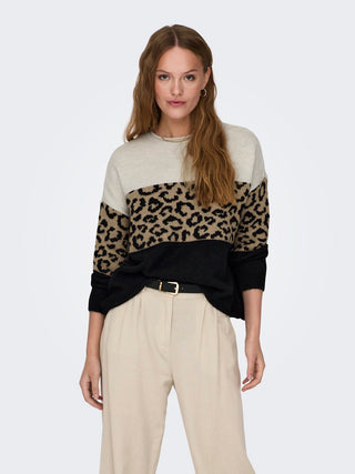 Bestseller / Damen-Strick / ONLJADE ANIMAL LS O-NECK KNT NOOS