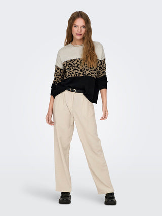 Bestseller / Damen-Strick / ONLJADE ANIMAL LS O-NECK KNT NOOS