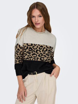 Bestseller / Damen-Strick / ONLJADE ANIMAL LS O-NECK KNT NOOS