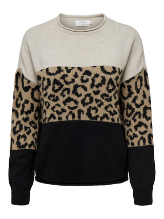 Bestseller / Damen-Strick / ONLJADE ANIMAL LS O-NECK KNT NOOS