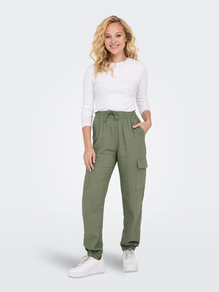 Only / Damen-Hose / ONLCARO MW LIN PULL-UP CARGO PNT NO