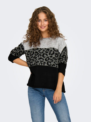 Bestseller / Damen-Strick / ONLJADE ANIMAL LS O-NECK KNT NOOS
