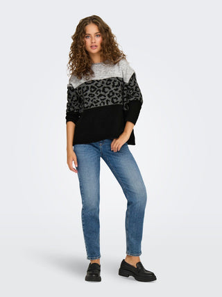 Bestseller / Damen-Strick / ONLJADE ANIMAL LS O-NECK KNT NOOS