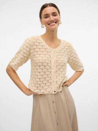 Bestseller / Damen-Strick / VMKORA 2/4 O-NECK BUTTON CARDIGAN