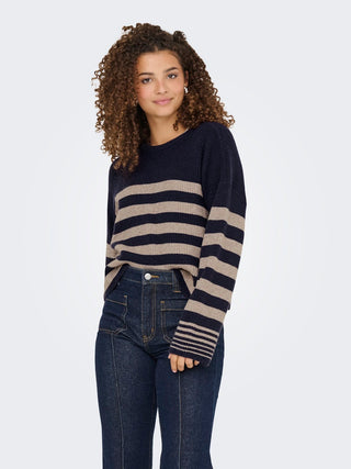 Bestseller / Damen-Strick / ONLKATIA LS RIB STRIPE O-NECK CC KN