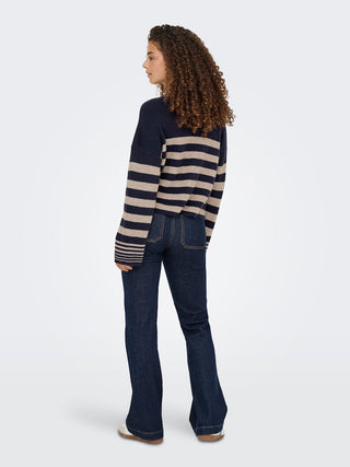 Bestseller / Damen-Strick / ONLKATIA LS RIB STRIPE O-NECK CC KN
