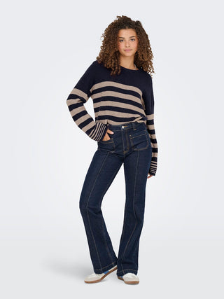Bestseller / Damen-Strick / ONLKATIA LS RIB STRIPE O-NECK CC KN