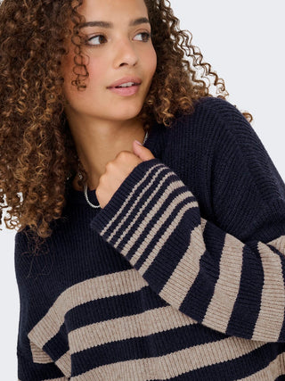 Bestseller / Damen-Strick / ONLKATIA LS RIB STRIPE O-NECK CC KN