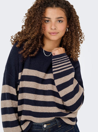 Bestseller / Damen-Strick / ONLKATIA LS RIB STRIPE O-NECK CC KN