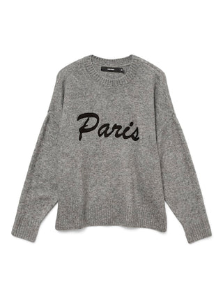 Bestseller / Damen-Strick / VMBOOM LS O-NECK TEXT PULLOVER NOOS