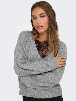 Bestseller / Damen-Strick / ONLADELE LS LACE MIX O-NECK CC KNT