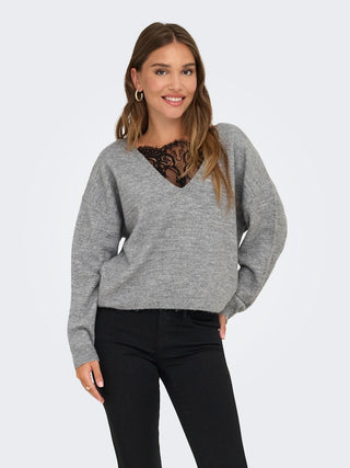 Bestseller / Damen-Strick / ONLADELE LS LACE MIX O-NECK CC KNT