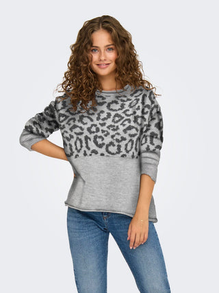 Bestseller / Damen-Strick / ONLJADE ANIMAL LS O-NECK KNT NOOS