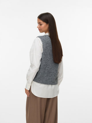 Bestseller / Damen-Strick / VMNOVAH SL O-NECK BUTTON VEST NOOS