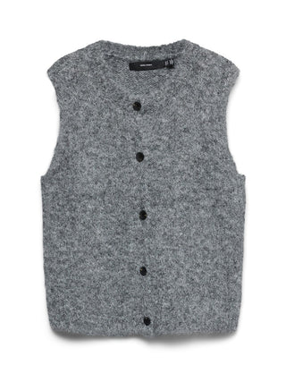 Bestseller / Damen-Strick / VMNOVAH SL O-NECK BUTTON VEST NOOS