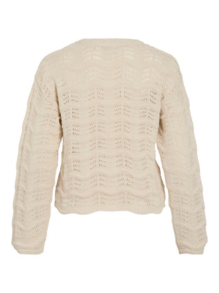VILA GmbH / Damen-Shirt / VIWAVE O-NECK LS POINTELLE KNIT TOP