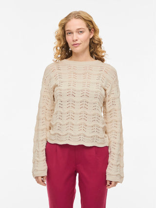 VILA GmbH / Damen-Shirt / VIWAVE O-NECK LS POINTELLE KNIT TOP