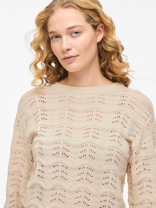 VILA GmbH / Damen-Shirt / VIWAVE O-NECK LS POINTELLE KNIT TOP