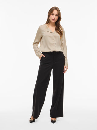 VILA GmbH / Damen-Bluse / VIELLETTE V-NECK L/S SATIN SHIRT -