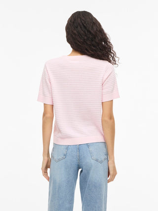 VILA GmbH / Damen-Strick / VILOLLO O-NECK S/S DETAIL KNIT TOP-