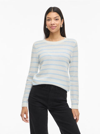 VILA GmbH / Damen-Strick / VIDALO O-NECK L/S STRIPE KNIT TOP-