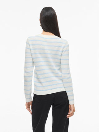 VILA GmbH / Damen-Strick / VIDALO O-NECK L/S STRIPE KNIT TOP-