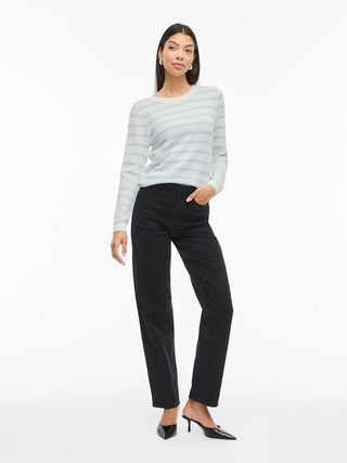 VILA GmbH / Damen-Strick / VIDALO O-NECK L/S STRIPE KNIT TOP-