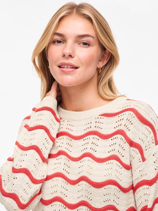 VILA GmbH / Damen-Shirt / VIWAVE O-NECK LS POINTELLE KNIT TOP