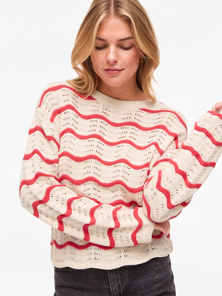 VILA GmbH / Damen-Shirt / VIWAVE O-NECK LS POINTELLE KNIT TOP