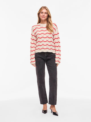 VILA GmbH / Damen-Shirt / VIWAVE O-NECK LS POINTELLE KNIT TOP