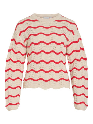 VILA GmbH / Damen-Shirt / VIWAVE O-NECK LS POINTELLE KNIT TOP