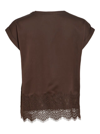 VILA GmbH / Damen-Bluse / VIELLETTE S/S FULL SATIN LACE TOP -
