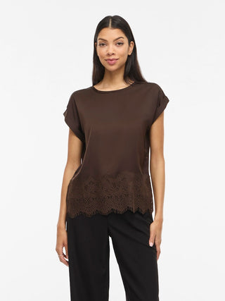 VILA GmbH / Damen-Bluse / VIELLETTE S/S FULL SATIN LACE TOP -