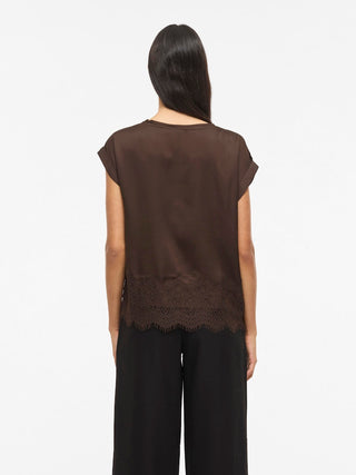 VILA GmbH / Damen-Bluse / VIELLETTE S/S FULL SATIN LACE TOP -