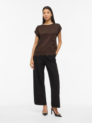 VILA GmbH / Damen-Bluse / VIELLETTE S/S FULL SATIN LACE TOP -
