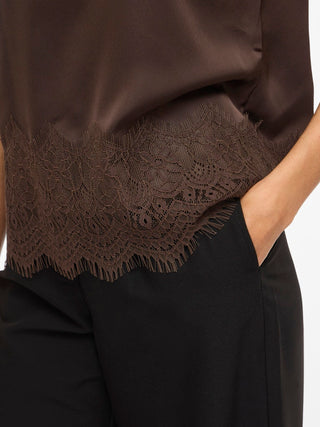 VILA GmbH / Damen-Bluse / VIELLETTE S/S FULL SATIN LACE TOP -