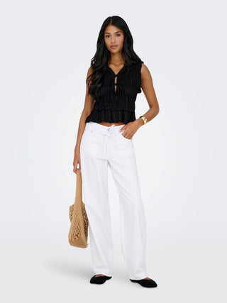 Bestseller / Damen-Bluse / ONLGOA S/S LINEN BL FRILL TOP CC PN