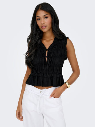 Bestseller / Damen-Bluse / ONLGOA S/S LINEN BL FRILL TOP CC PN
