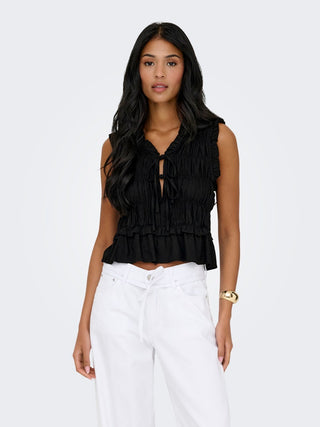 Bestseller / Damen-Bluse / ONLGOA S/S LINEN BL FRILL TOP CC PN